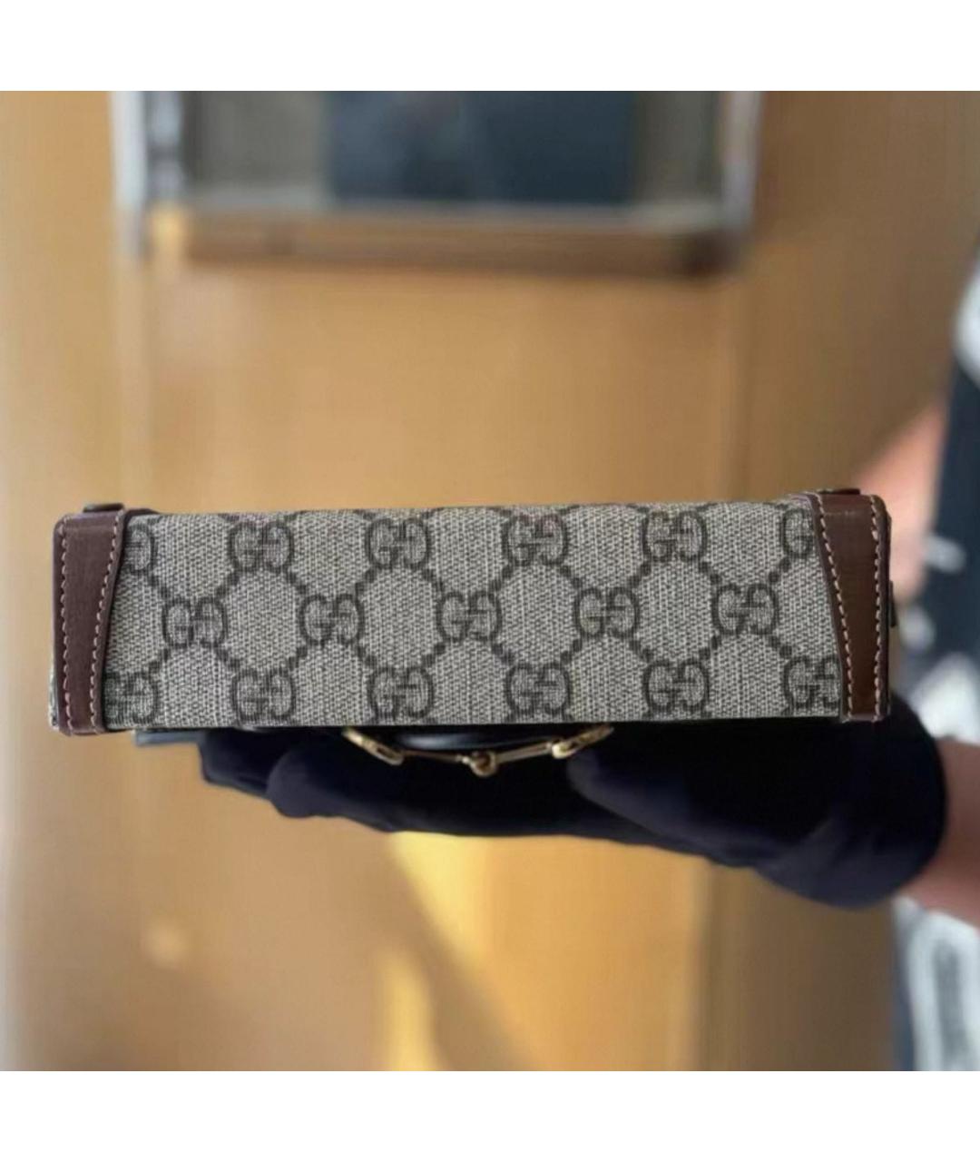 GUCCI Коричневая кожаная сумка через плечо, фото 5