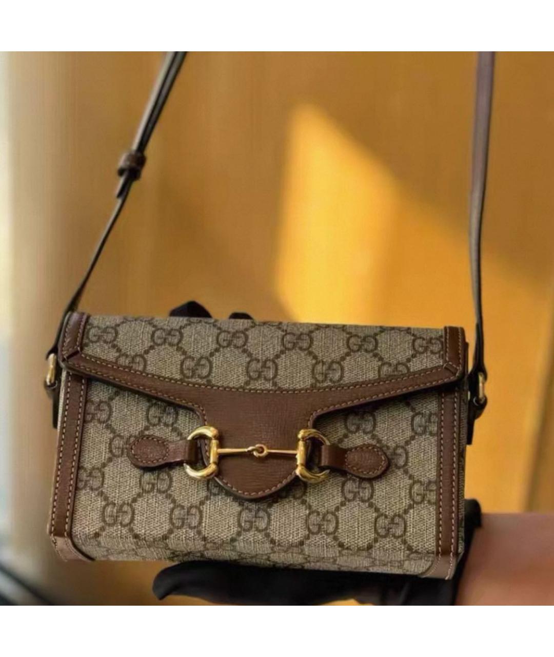 GUCCI Коричневая кожаная сумка через плечо, фото 2