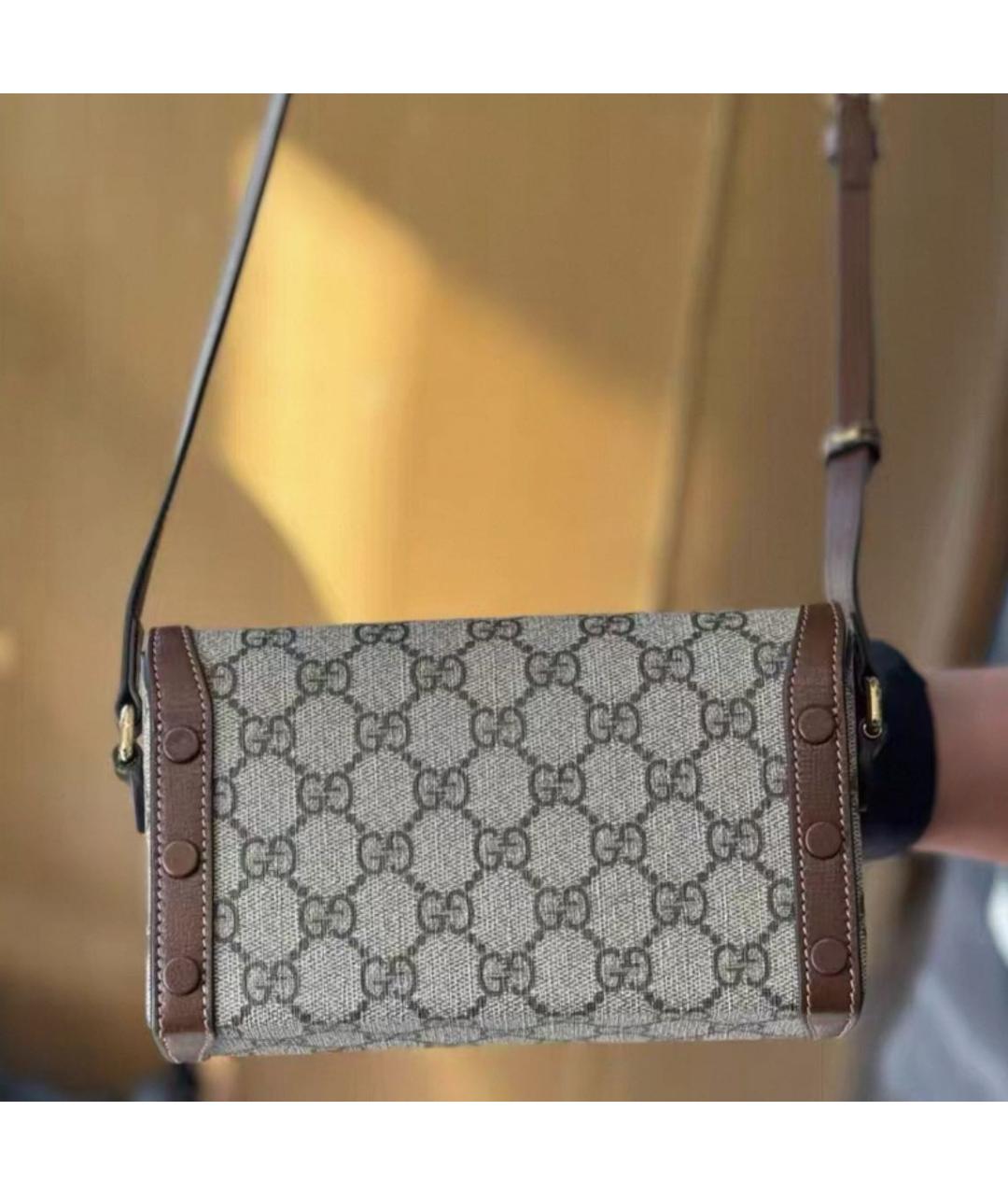 GUCCI Коричневая кожаная сумка через плечо, фото 3