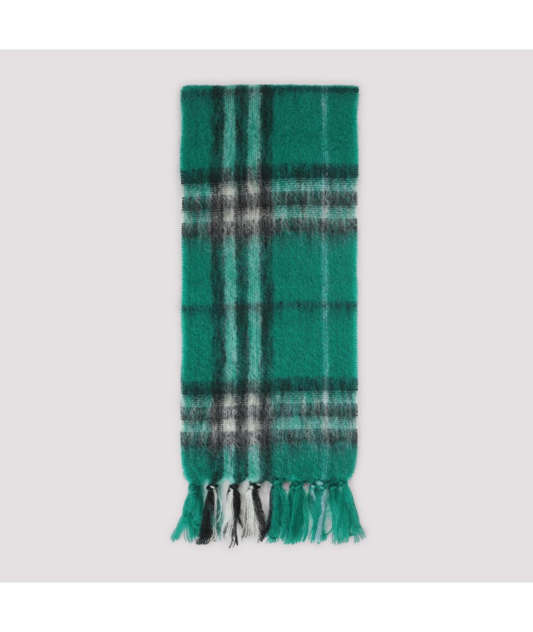 BURBERRY Зеленый шерстяной шарф, фото 2