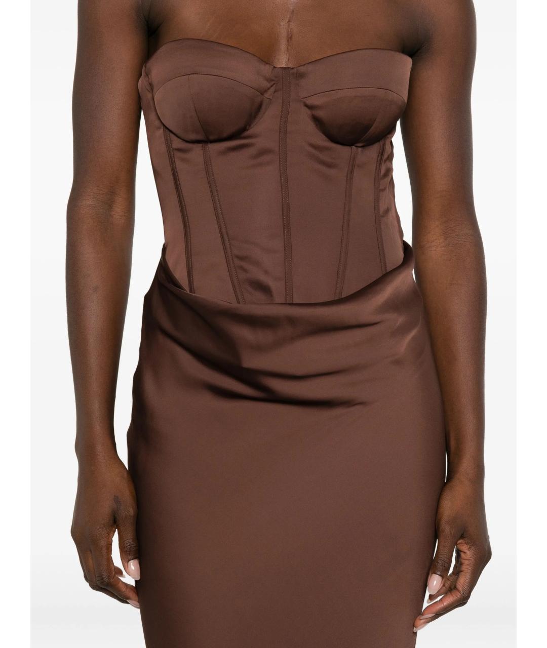 ROTATE Коричневое полиэстеровое вечернее платье, фото 5