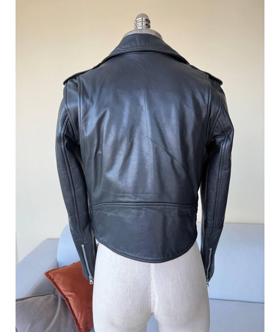 SANDRO Черная кожаная куртка, фото 2
