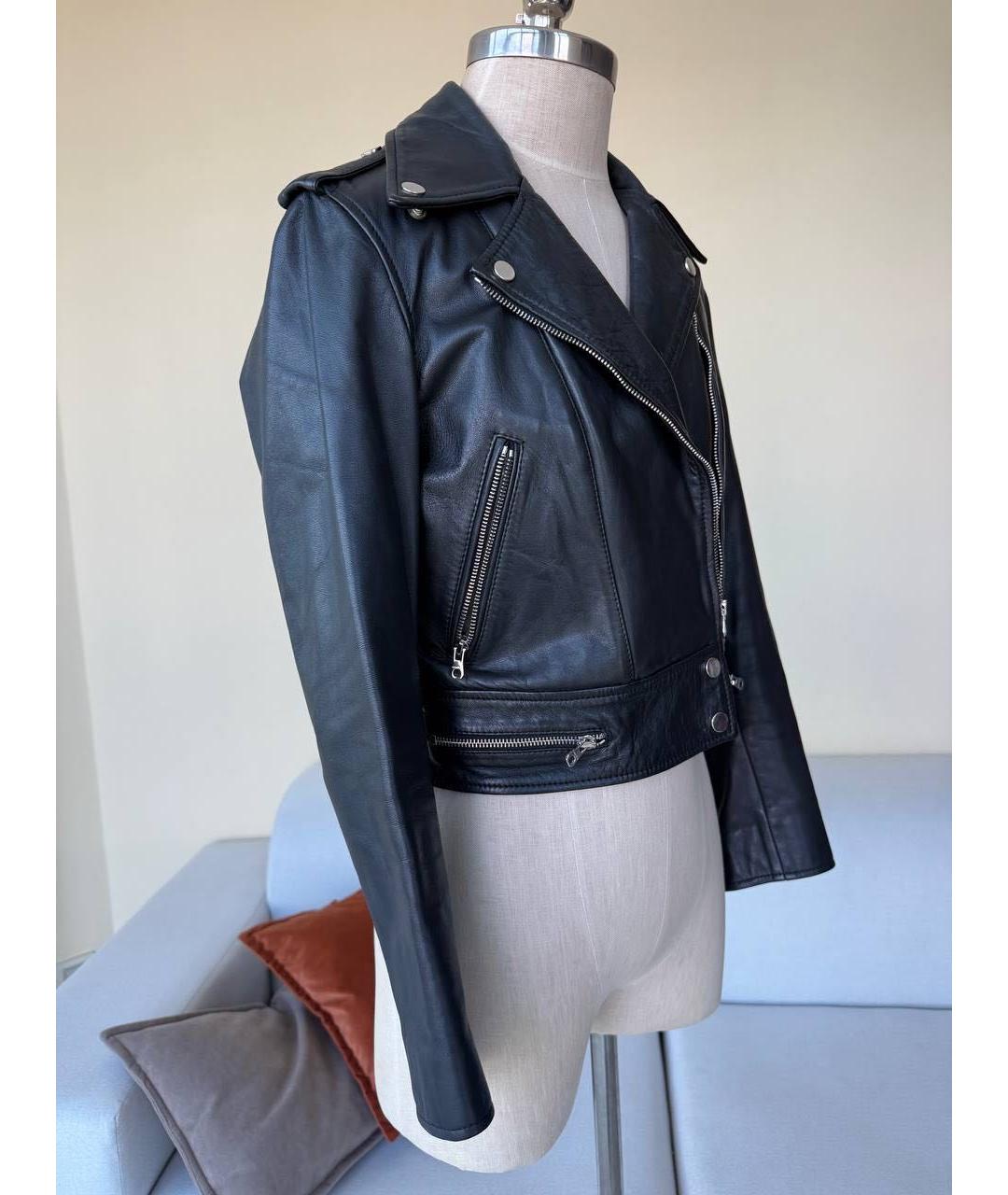 SANDRO Черная кожаная куртка, фото 5