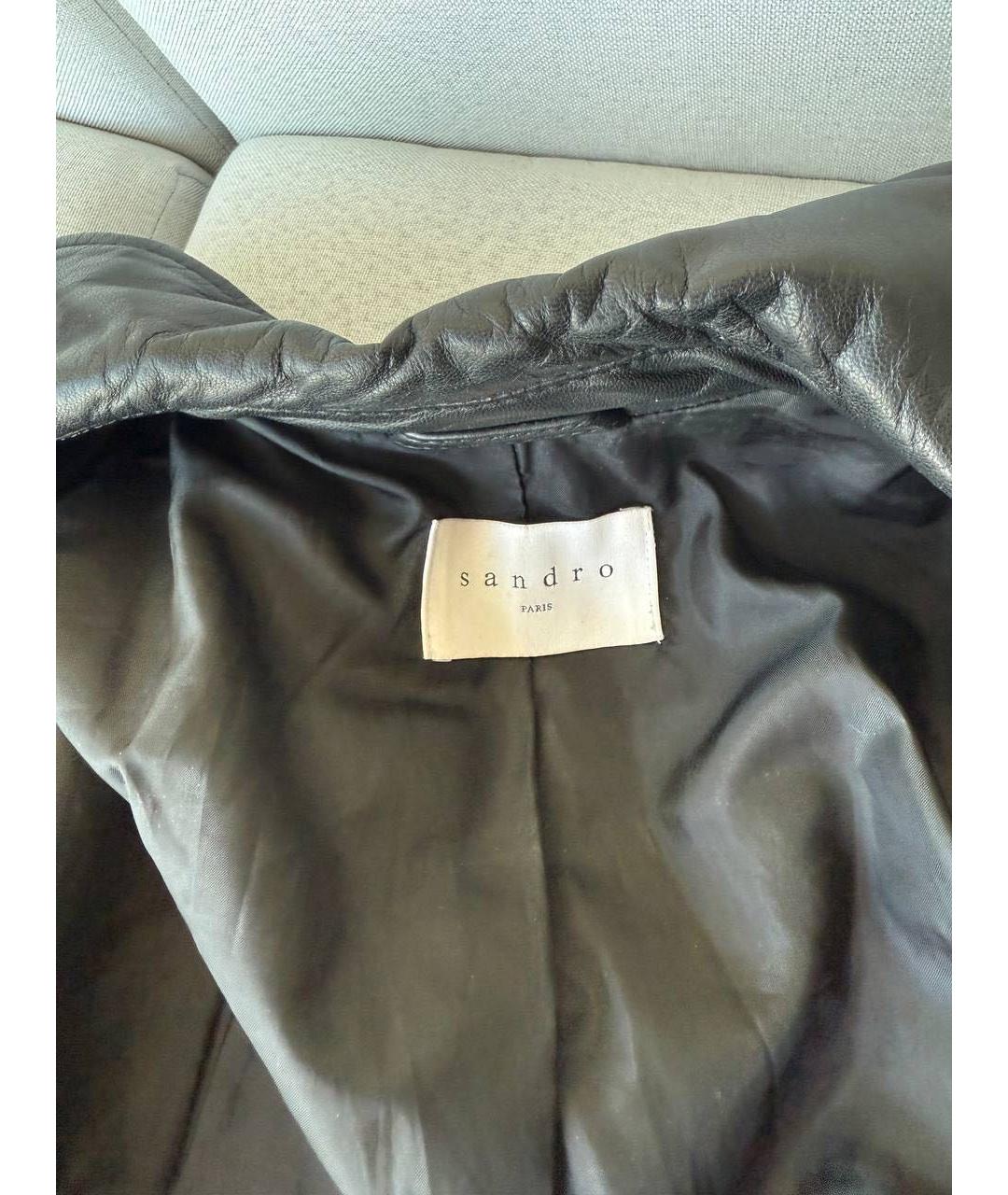 SANDRO Черная кожаная куртка, фото 3
