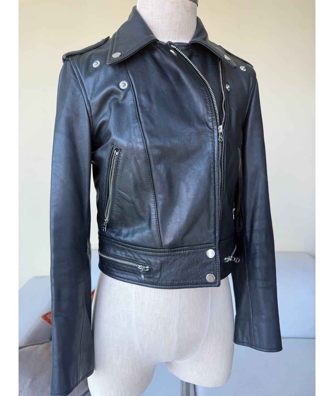 SANDRO Черная кожаная куртка, фото 4