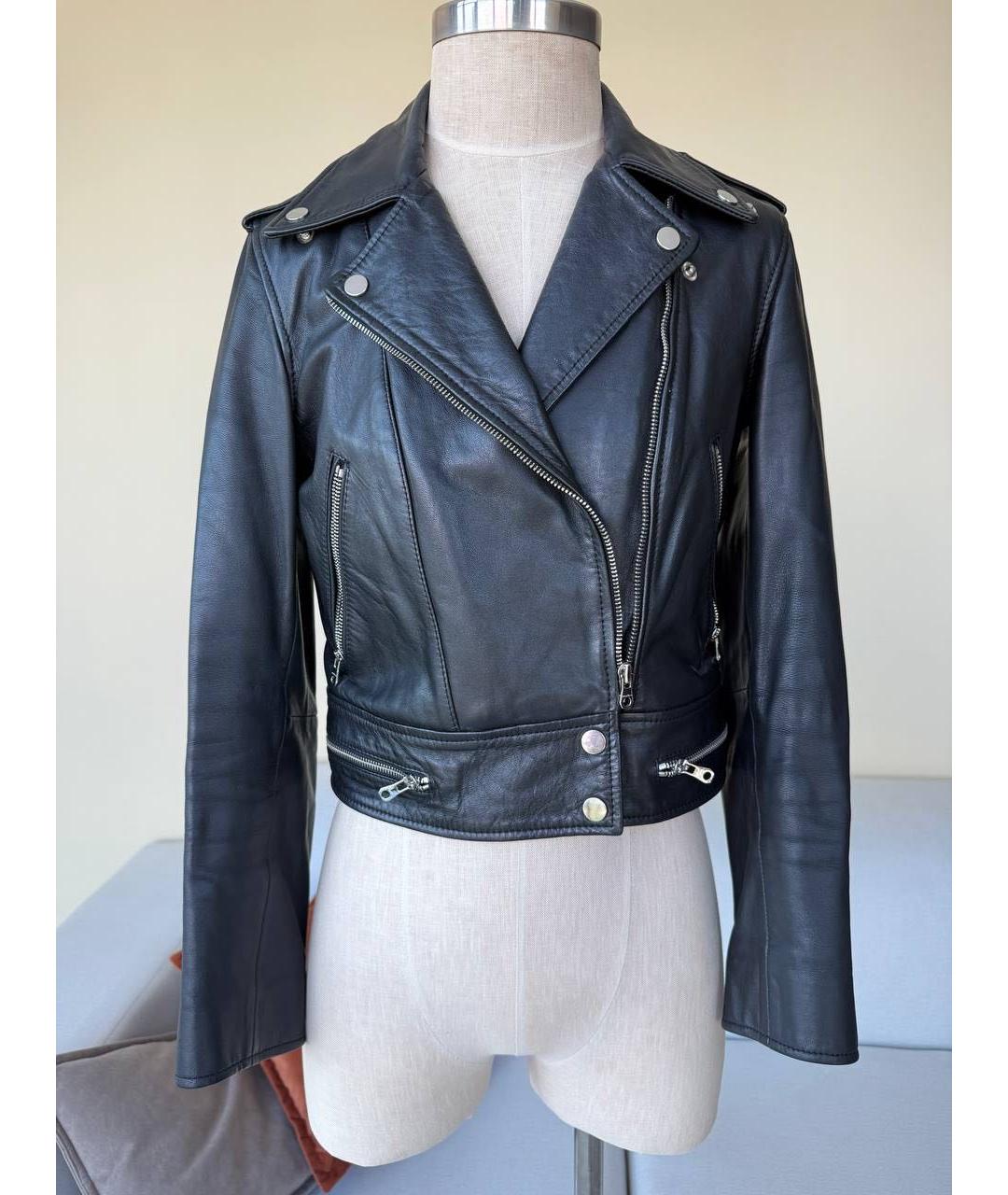 SANDRO Черная кожаная куртка, фото 9