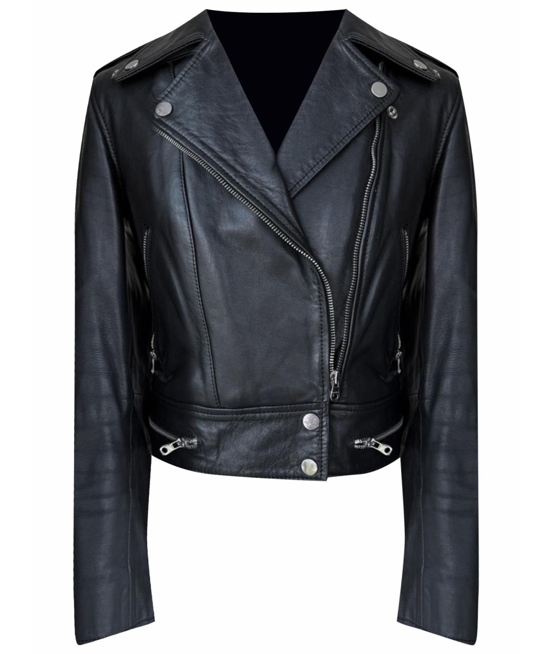 SANDRO Черная кожаная куртка, фото 1