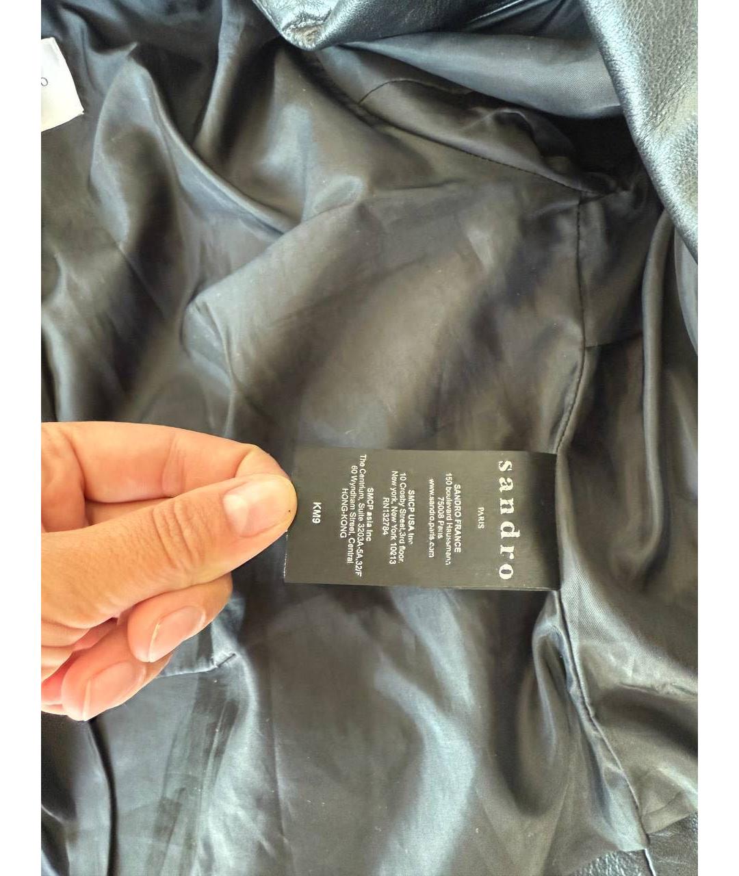 SANDRO Черная кожаная куртка, фото 7