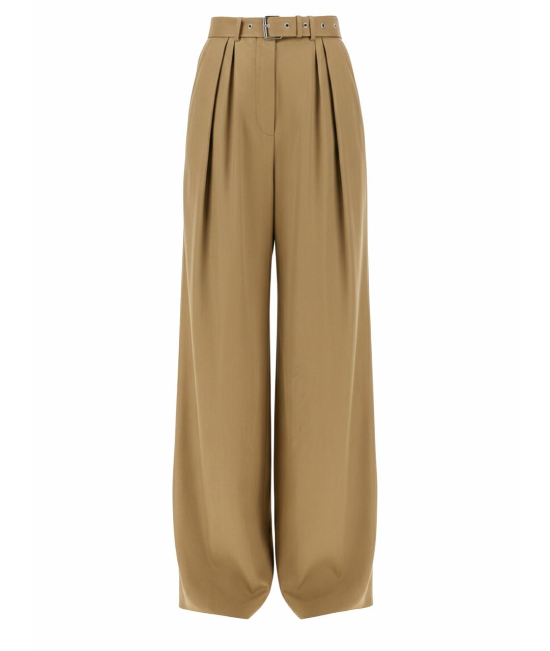 DRIES VAN NOTEN Бежевые хлопковые прямые брюки, фото 1