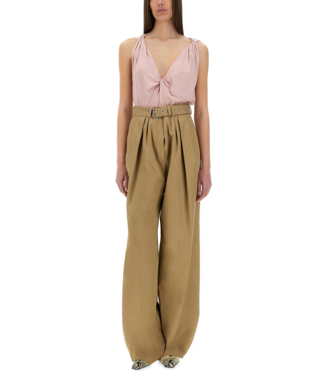 DRIES VAN NOTEN Бежевые хлопковые прямые брюки, фото 2