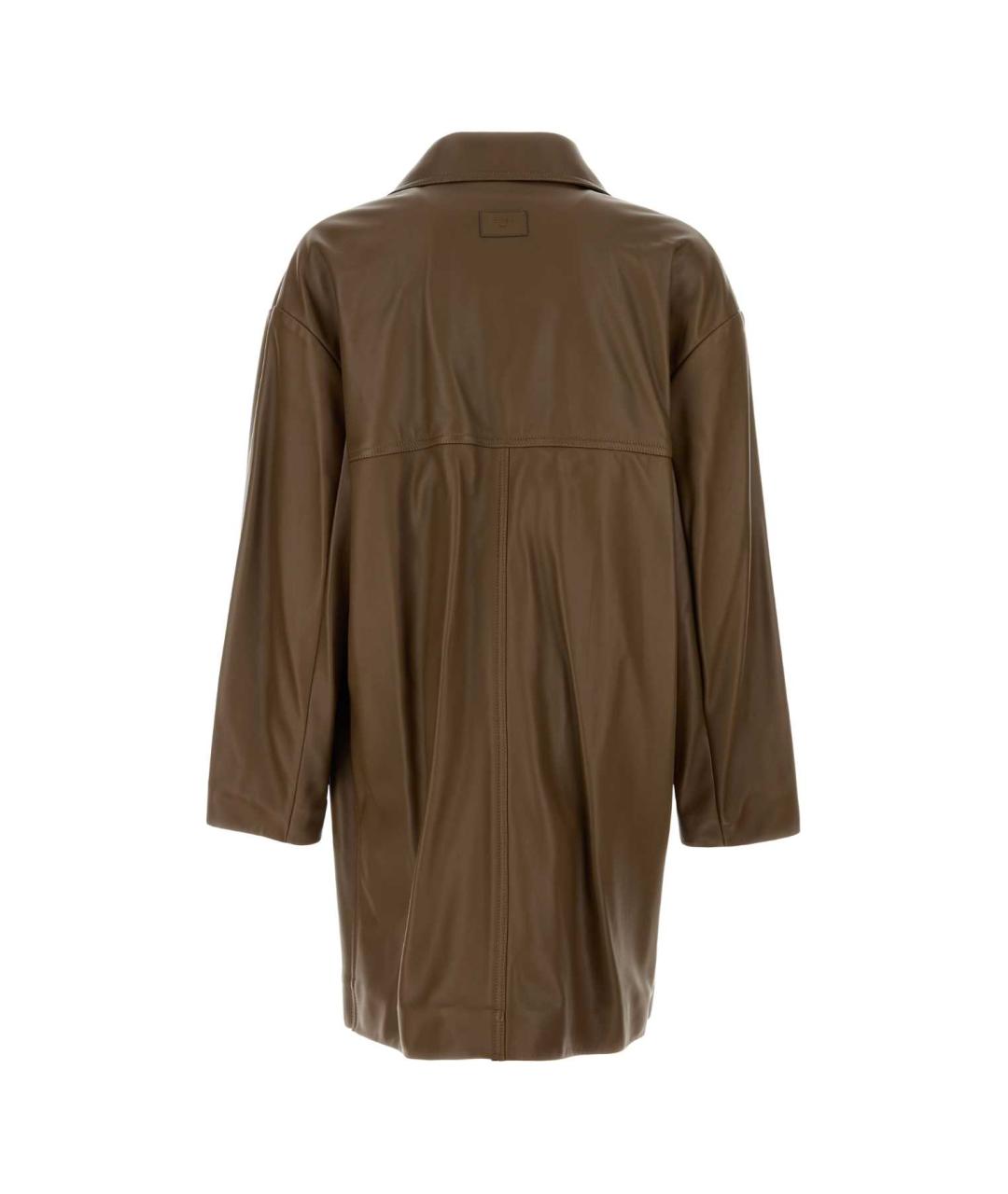 FENDI Коричневое кожаное пальто, фото 2