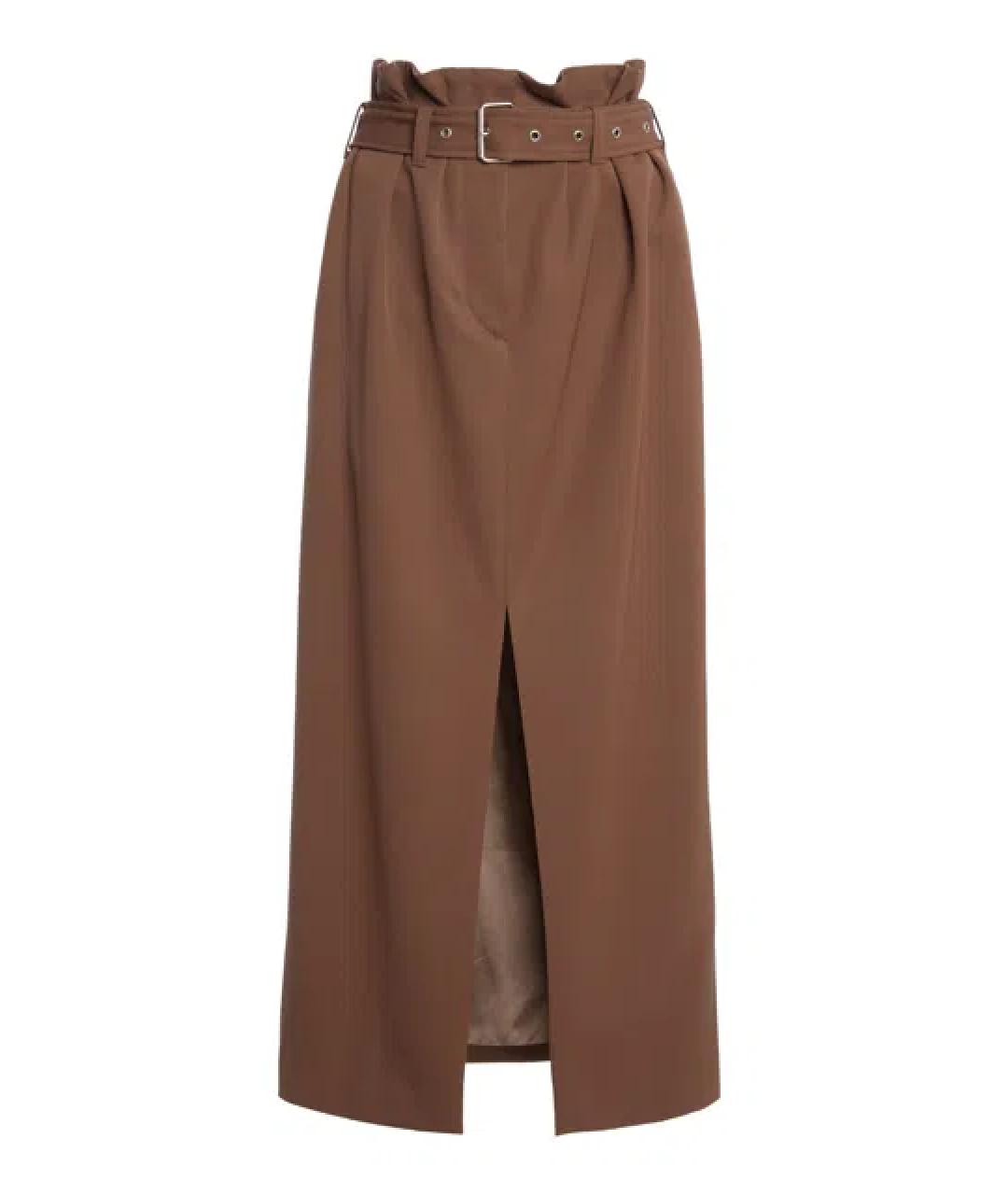 DRIES VAN NOTEN Коричневая шерстяная юбка миди, фото 1