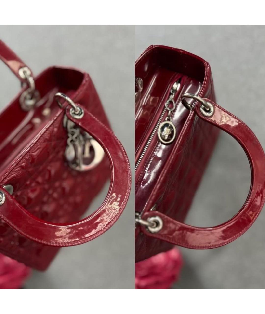 CHRISTIAN DIOR Бордовая сумка через плечо из лакированной кожи, фото 3