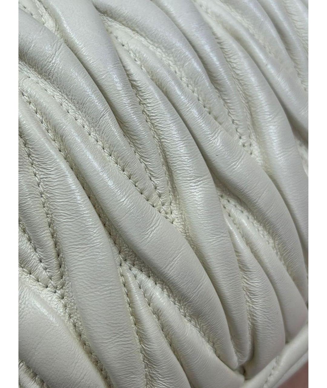 MIU MIU Бежевая кожаная сумка через плечо, фото 5