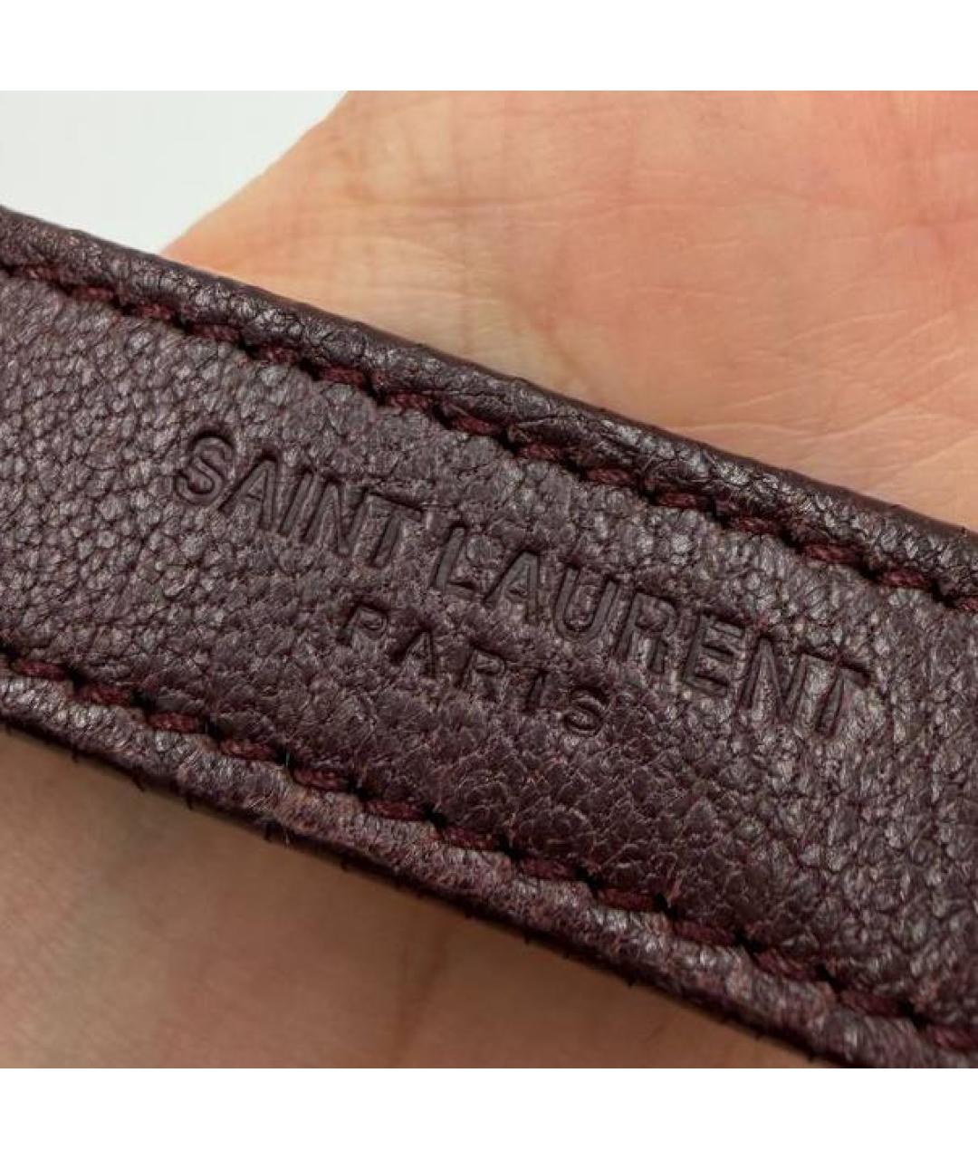 SAINT LAURENT Бордовая кожаная сумка через плечо, фото 4