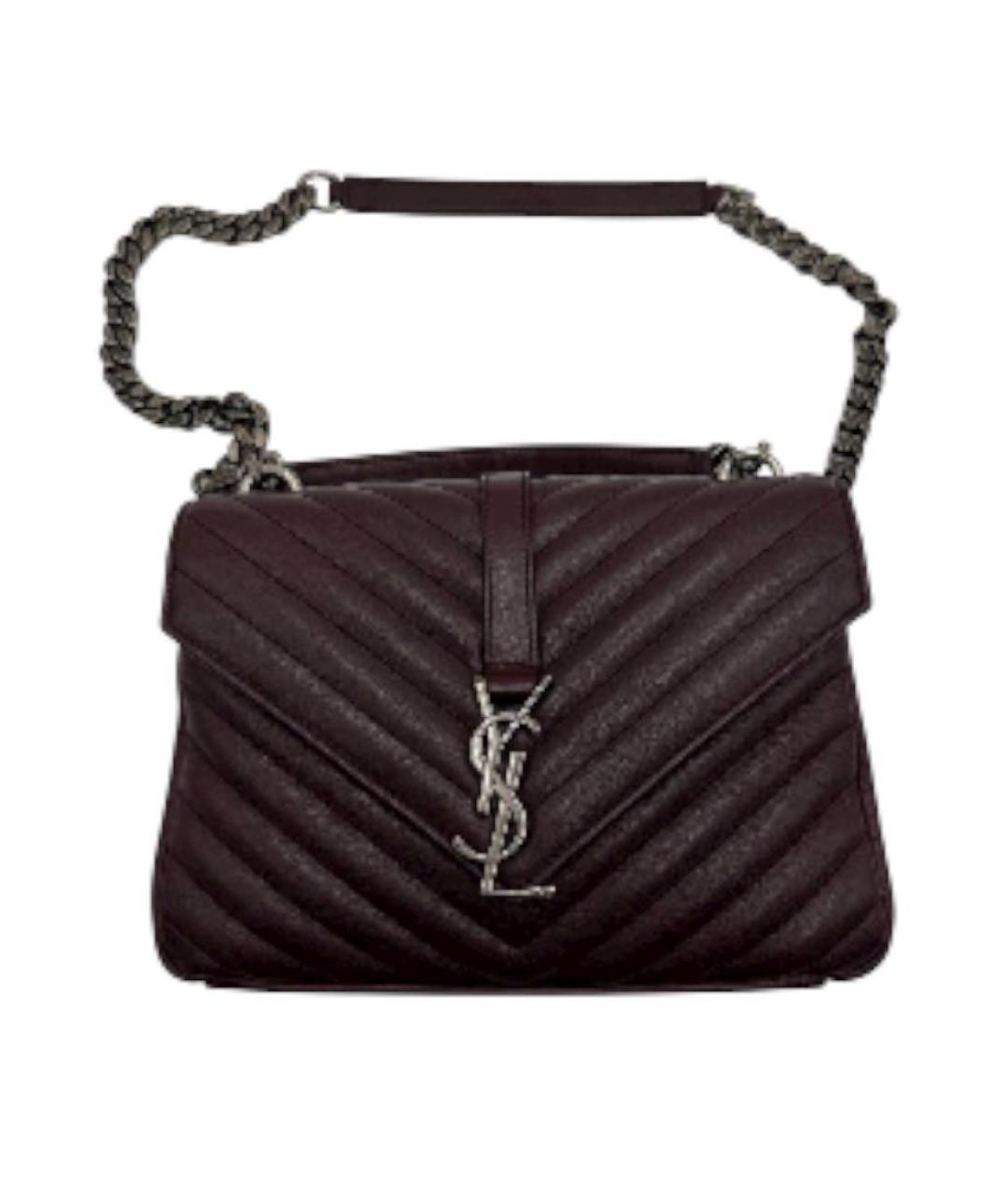 SAINT LAURENT Бордовая кожаная сумка через плечо, фото 9