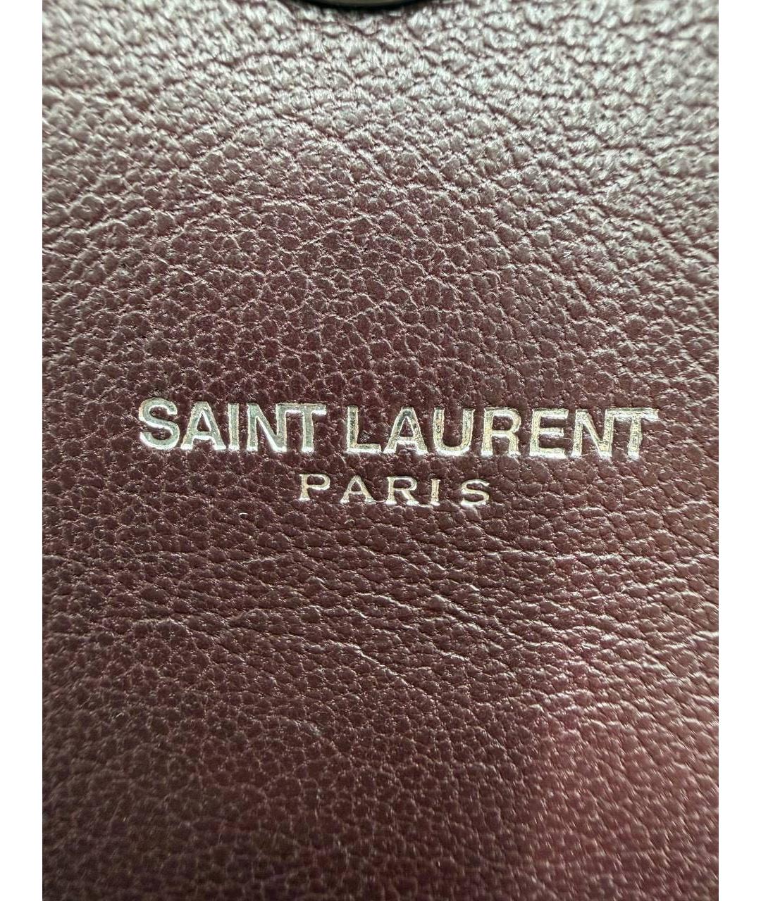 SAINT LAURENT Бордовая кожаная сумка через плечо, фото 7