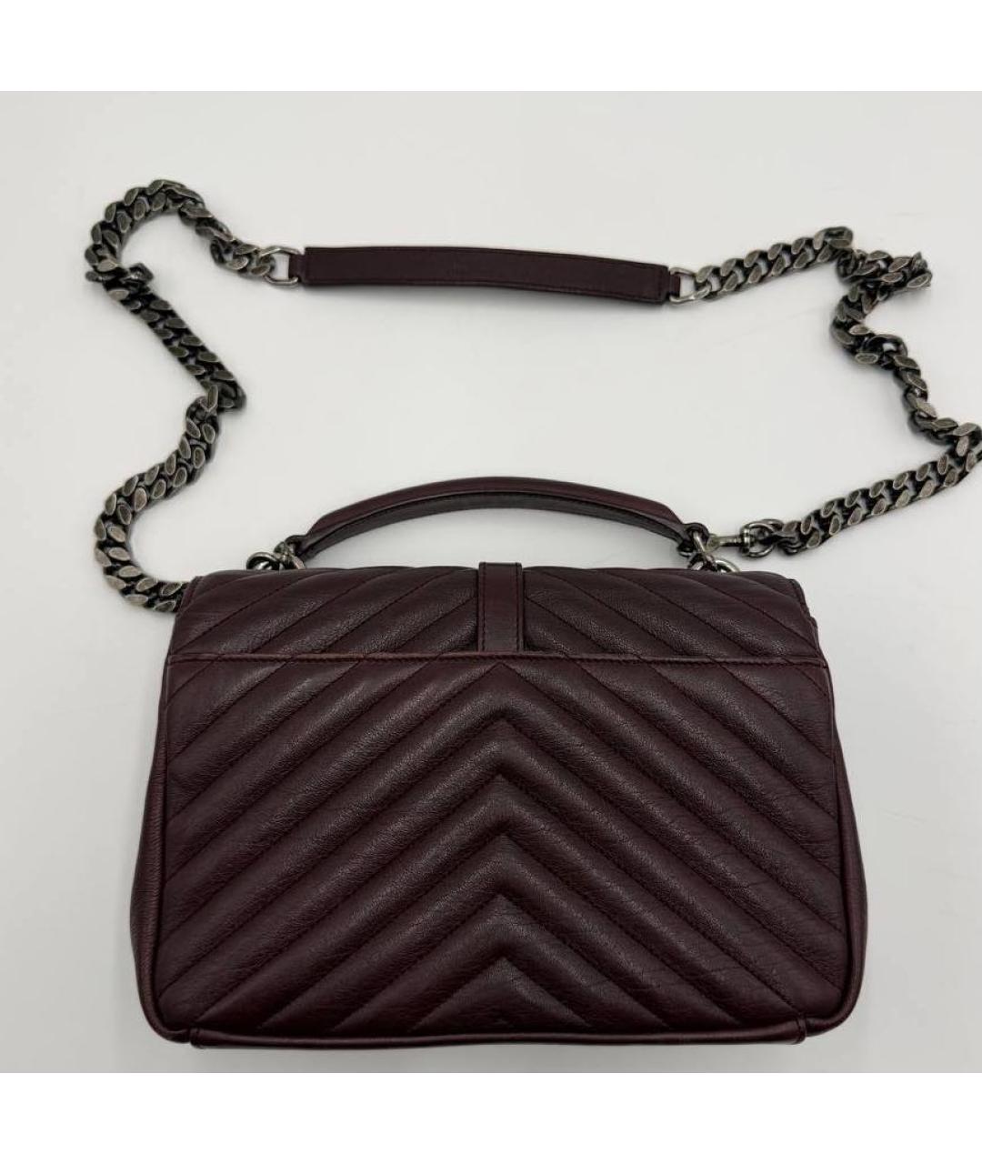SAINT LAURENT Бордовая кожаная сумка через плечо, фото 8