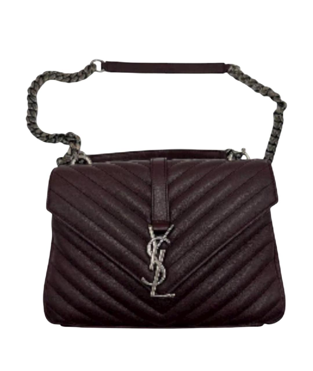 SAINT LAURENT Бордовая кожаная сумка через плечо, фото 1