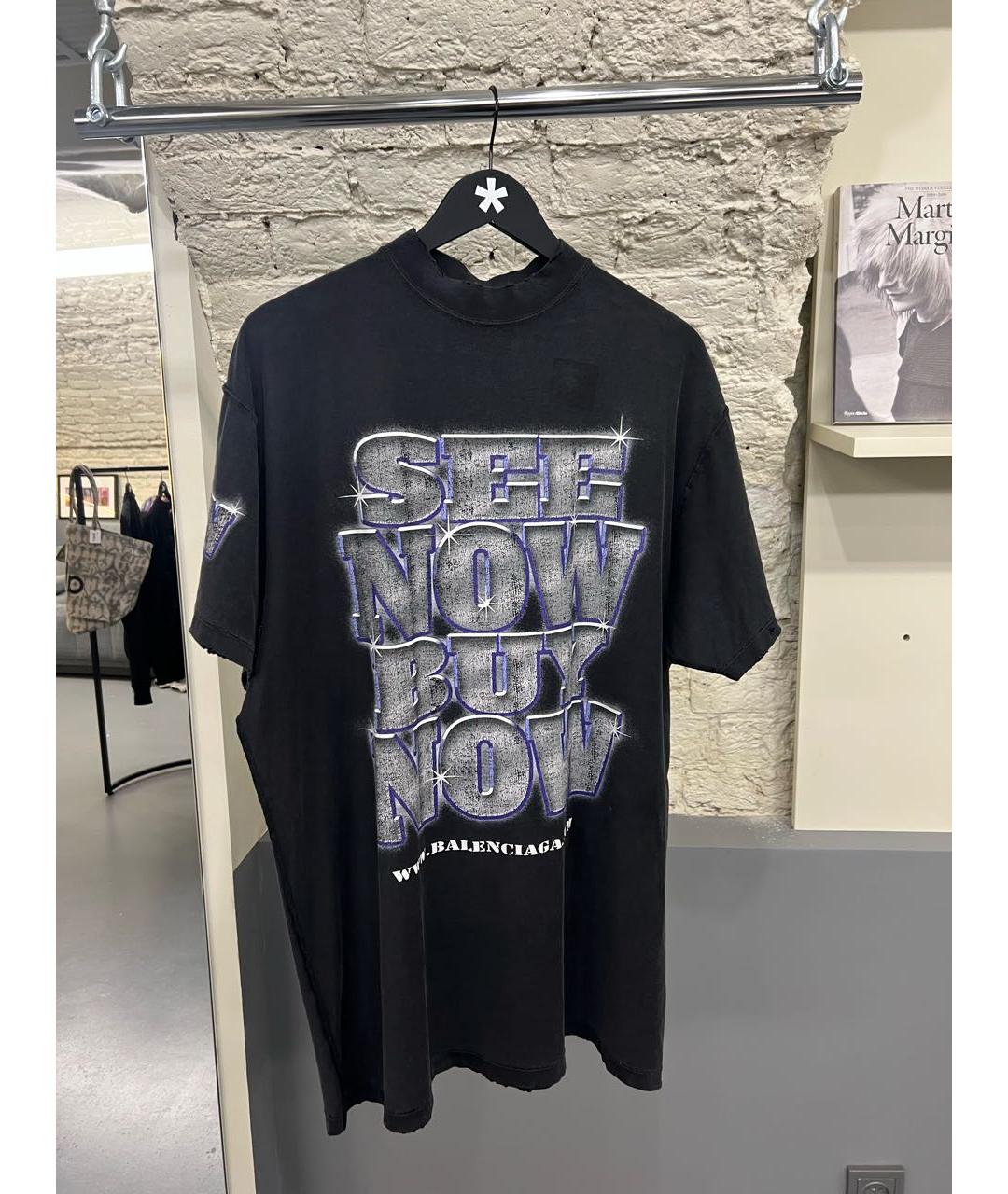 BALENCIAGA Антрацитовая хлопковая футболка, фото 2