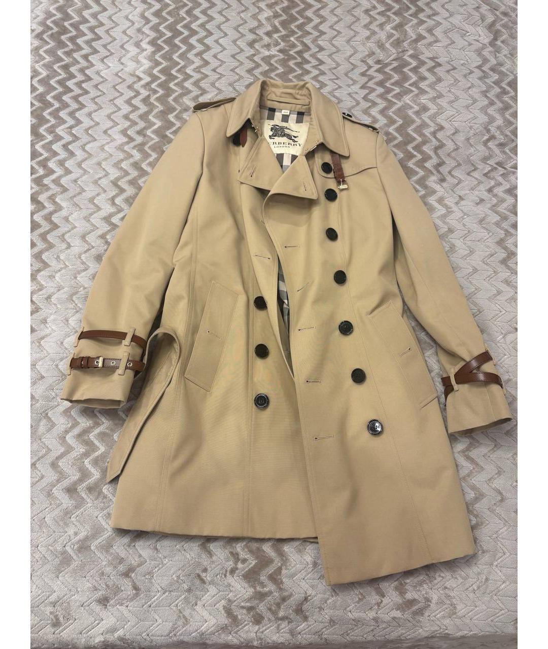 BURBERRY Бежевый полиэстеровый тренч/плащ, фото 5