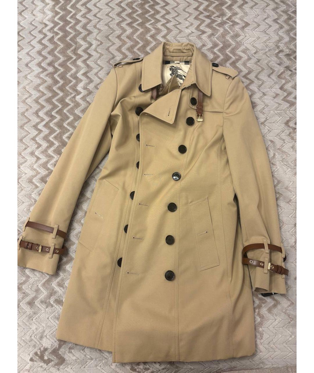 BURBERRY Бежевый полиэстеровый тренч/плащ, фото 6