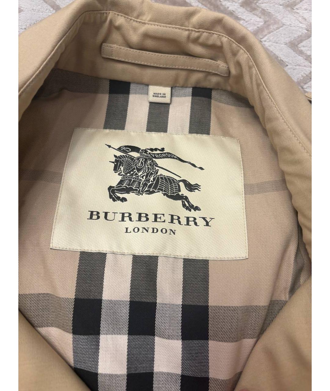 BURBERRY Бежевый полиэстеровый тренч/плащ, фото 3