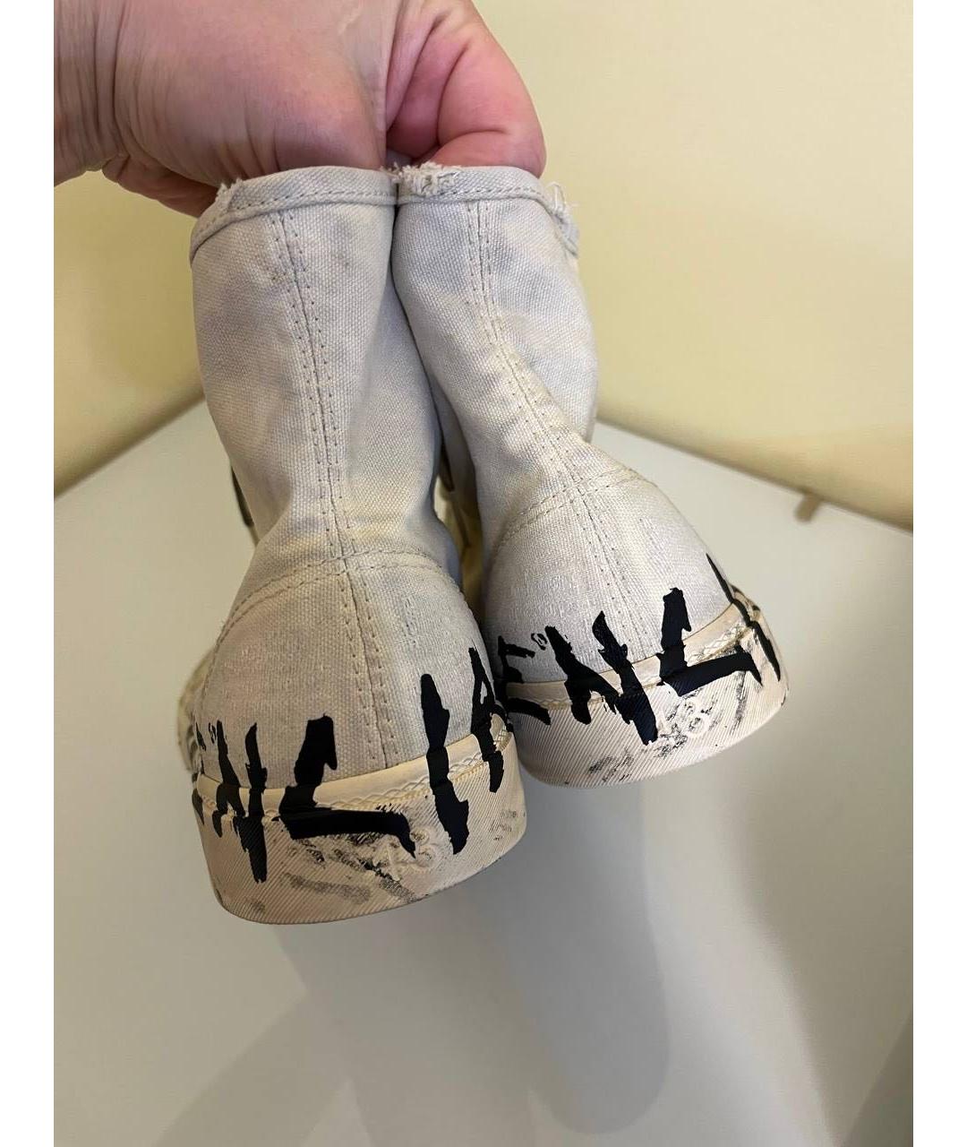 BALENCIAGA Бежевые текстильные высокие кроссовки / кеды, фото 4