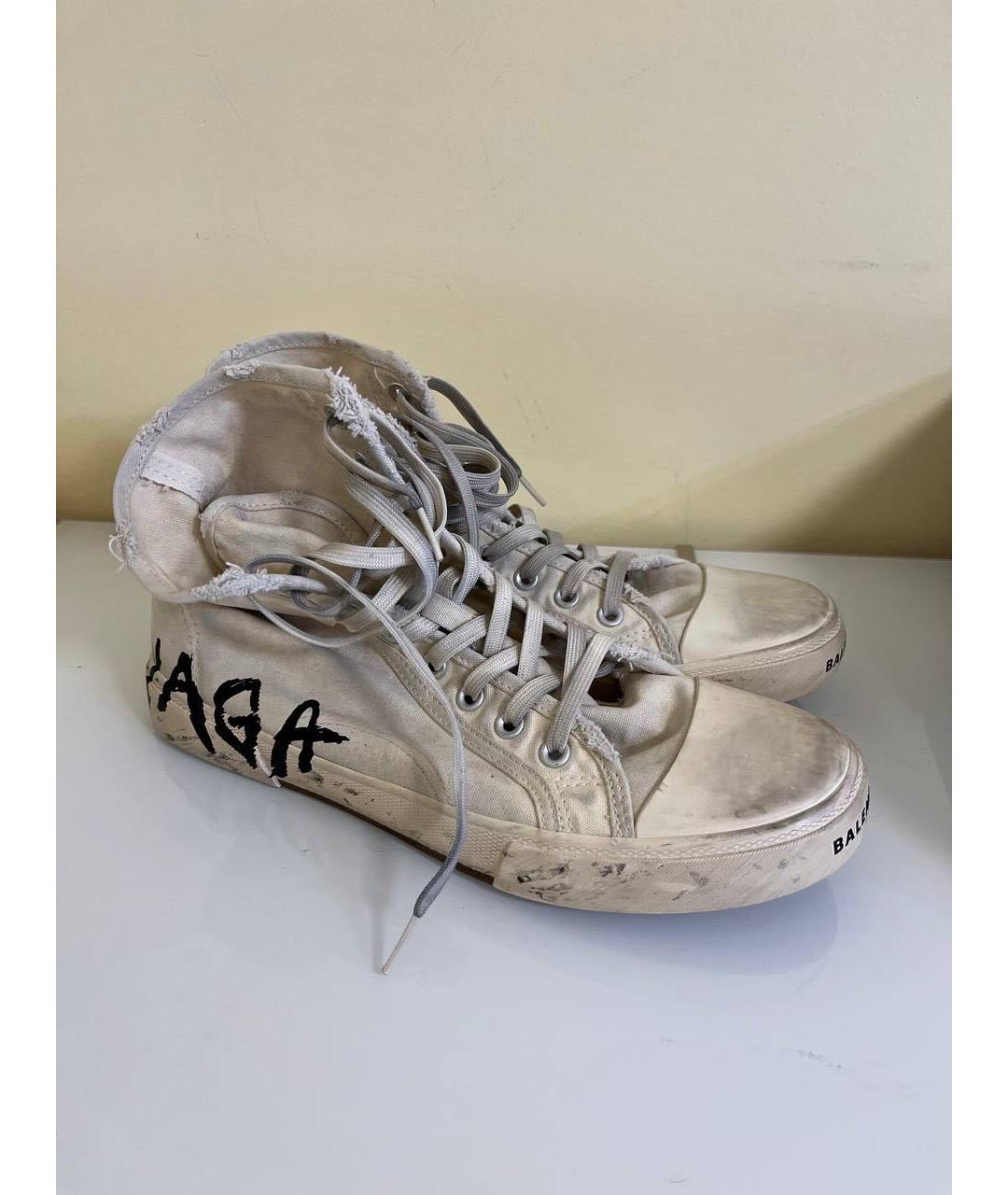 BALENCIAGA Бежевые текстильные высокие кроссовки / кеды, фото 8