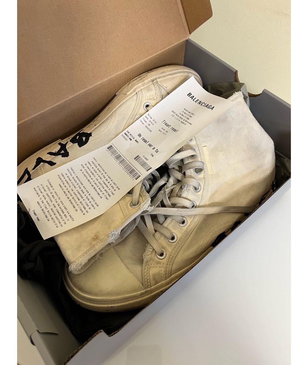 BALENCIAGA Бежевые текстильные высокие кроссовки / кеды, фото 3