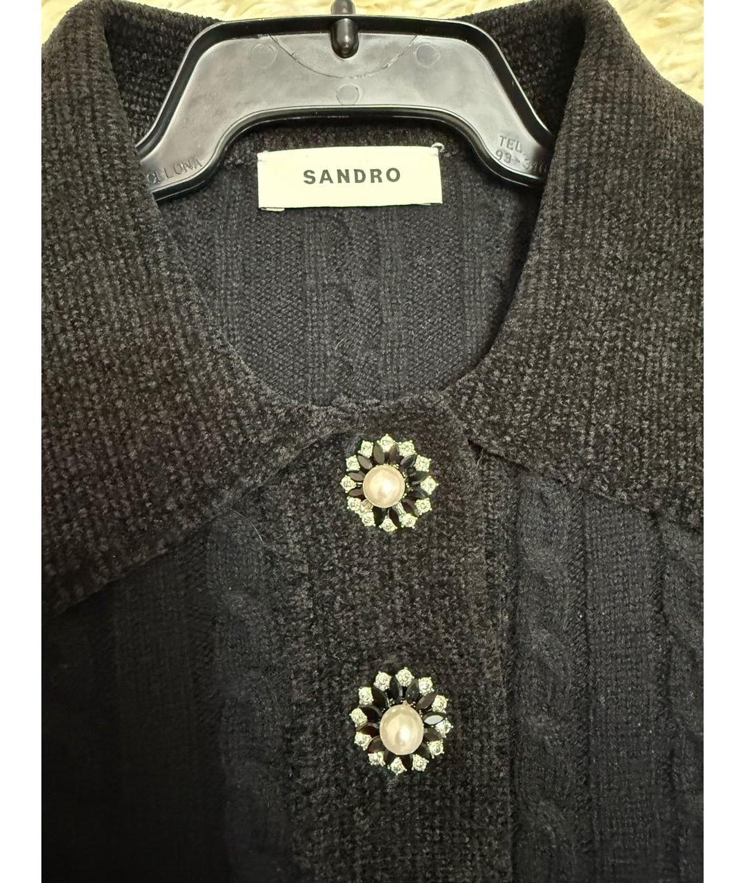 SANDRO Темно-синий шерстяной джемпер / свитер, фото 2