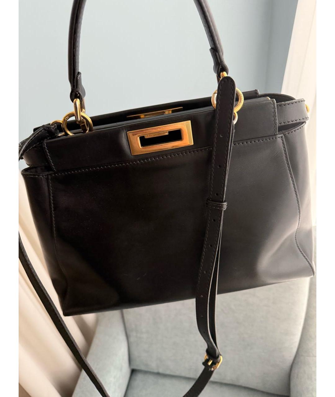 FENDI Черная кожаная сумка через плечо, фото 3