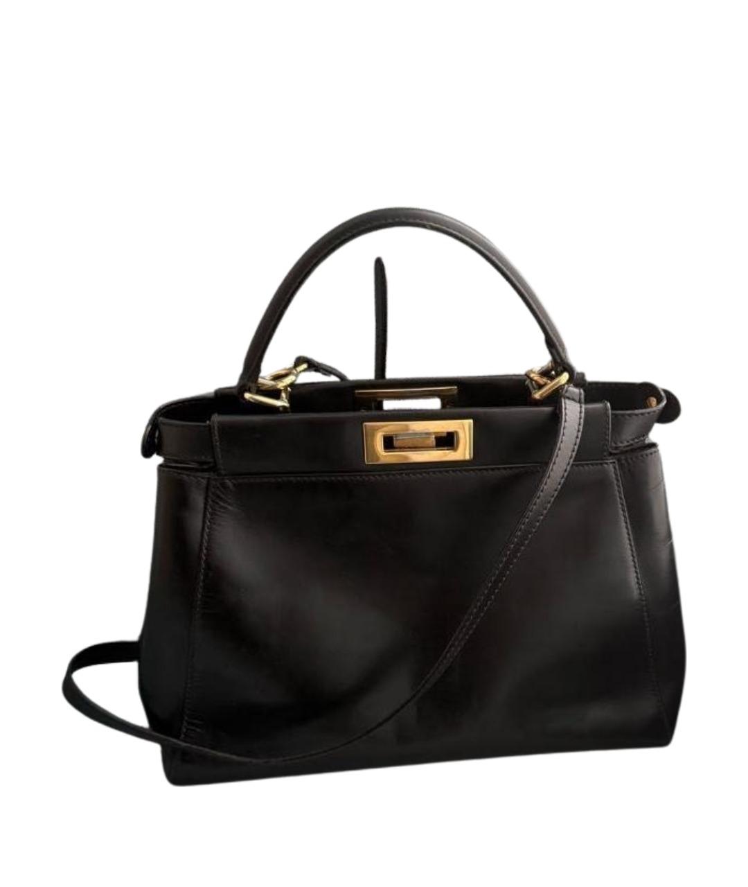 FENDI Черная кожаная сумка через плечо, фото 1