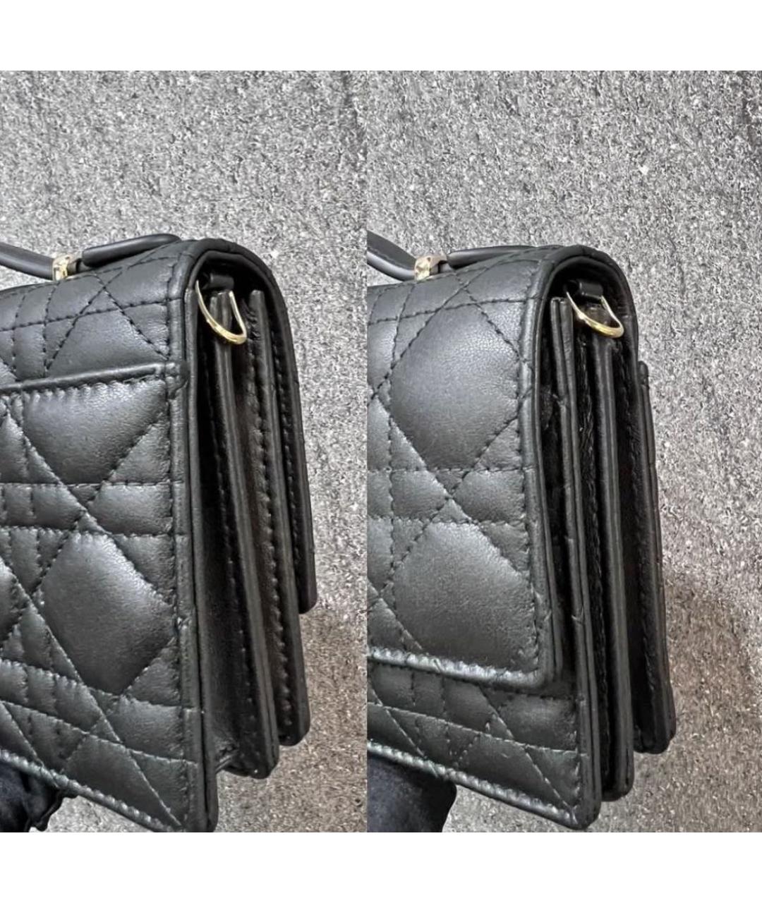 CHRISTIAN DIOR Черная кожаная сумка через плечо, фото 4