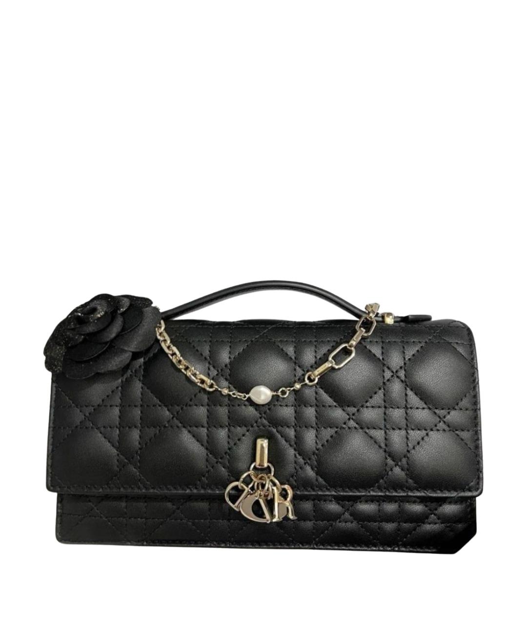 CHRISTIAN DIOR Черная кожаная сумка через плечо, фото 1