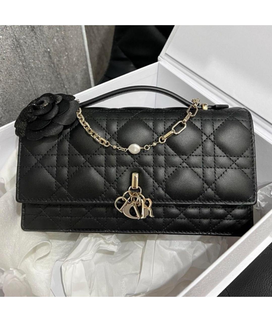 CHRISTIAN DIOR Черная кожаная сумка через плечо, фото 5