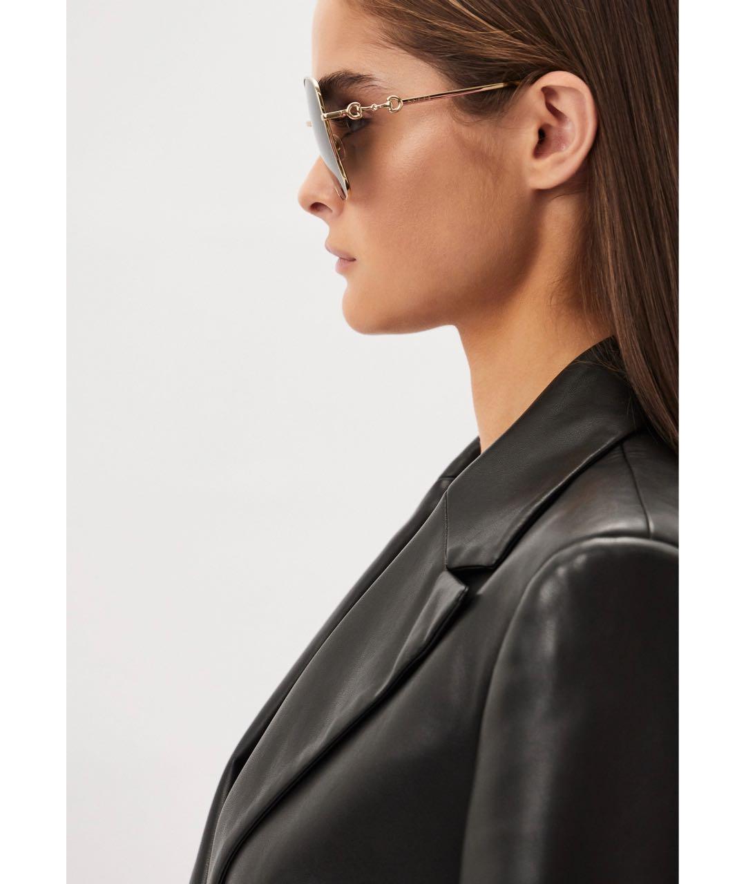 GUCCI Коричневые металлические солнцезащитные очки, фото 3