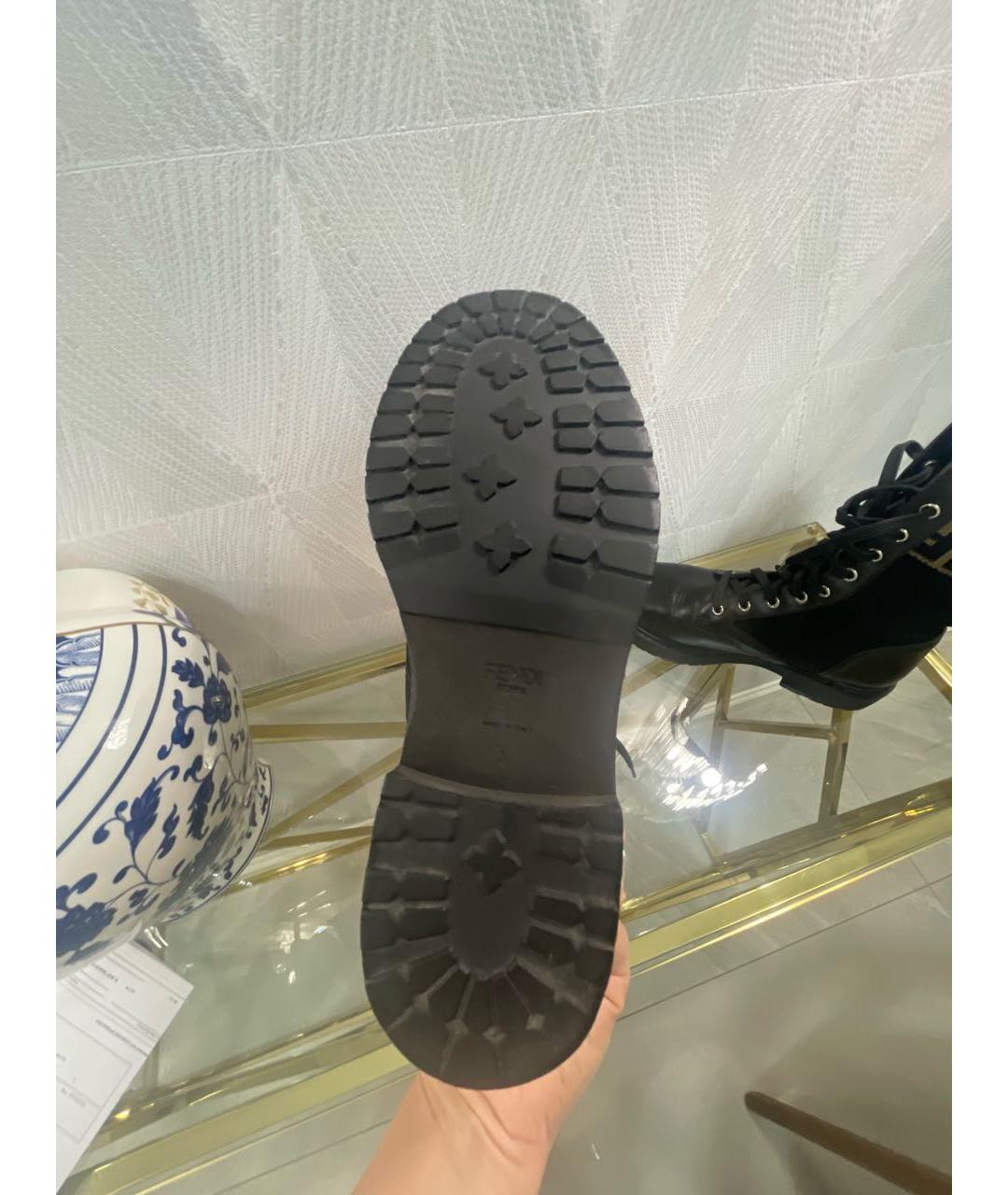 FENDI Черные кожаные ботинки, фото 5