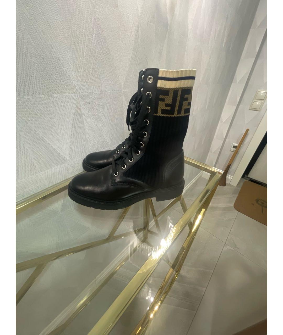 FENDI Черные кожаные ботинки, фото 6