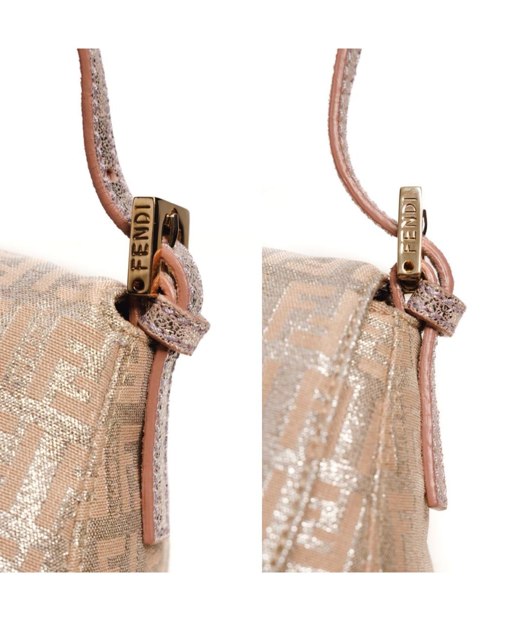 FENDI Серебряная жаккардовая сумка с короткими ручками, фото 4