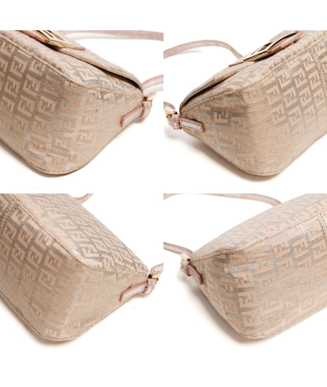 FENDI Серебряная жаккардовая сумка с короткими ручками, фото 5