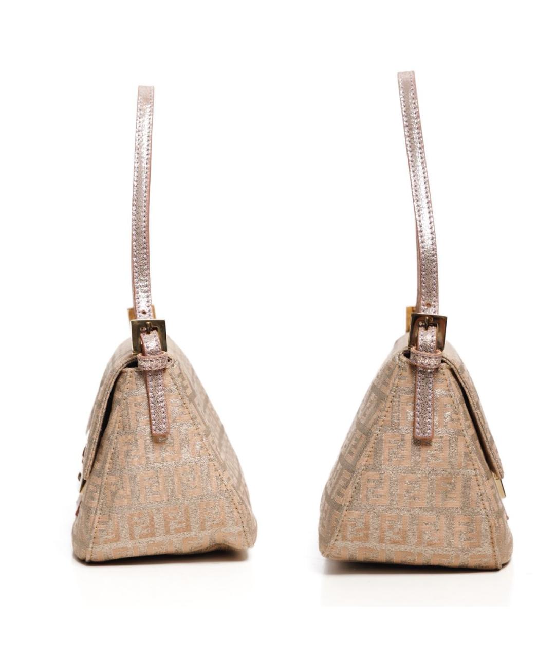 FENDI Серебряная жаккардовая сумка с короткими ручками, фото 3