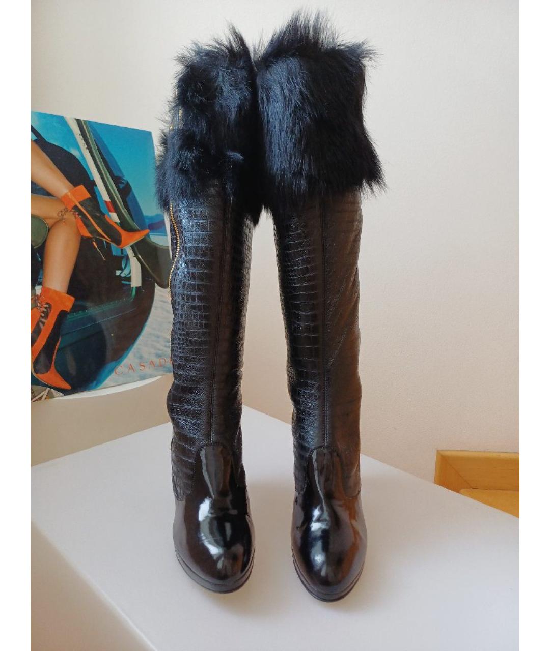 SERGIO ROSSI Черные кожаные сапоги, фото 5