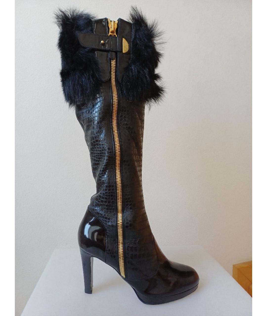 SERGIO ROSSI Черные кожаные сапоги, фото 8