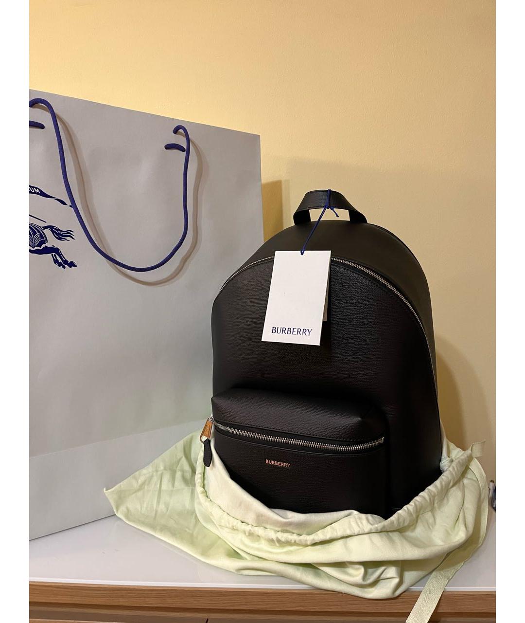 BURBERRY Черный кожаный рюкзак, фото 7