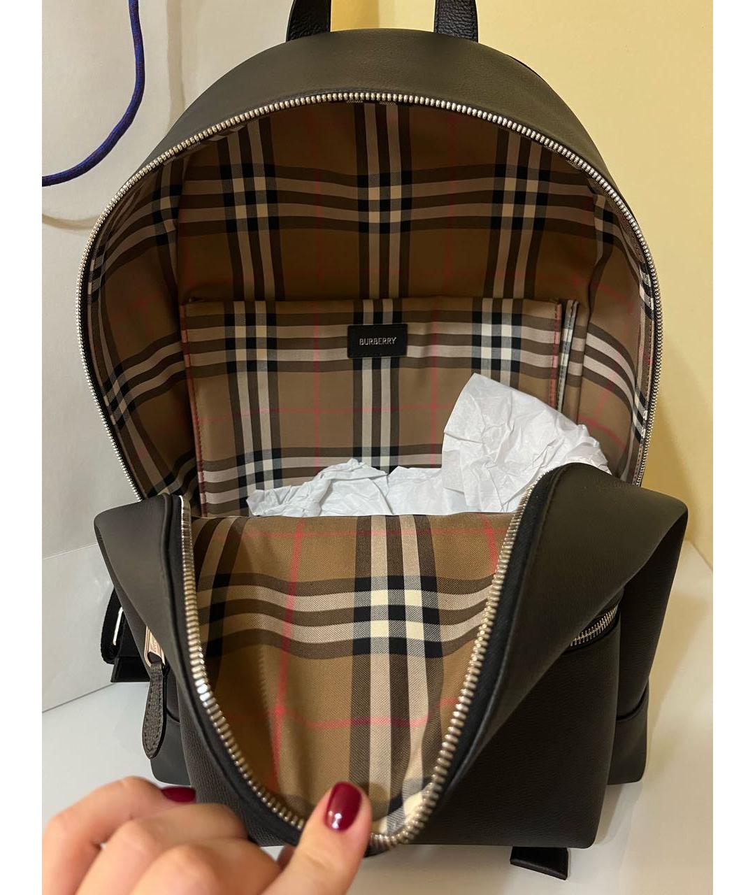 BURBERRY Черный кожаный рюкзак, фото 4