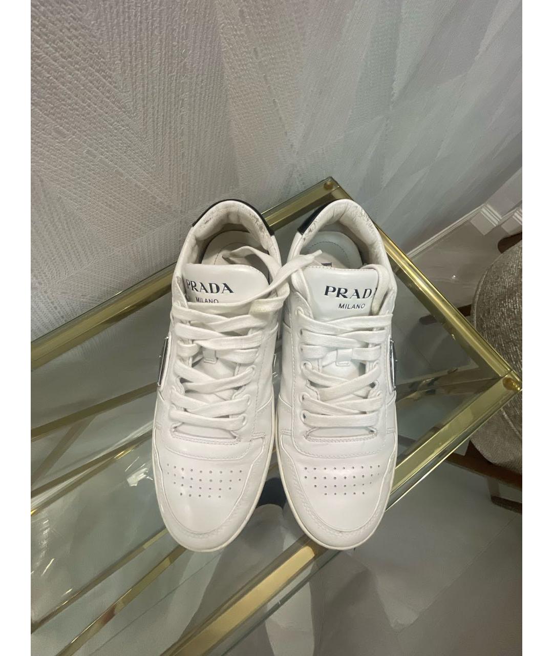 PRADA Белые кожаные кеды, фото 3