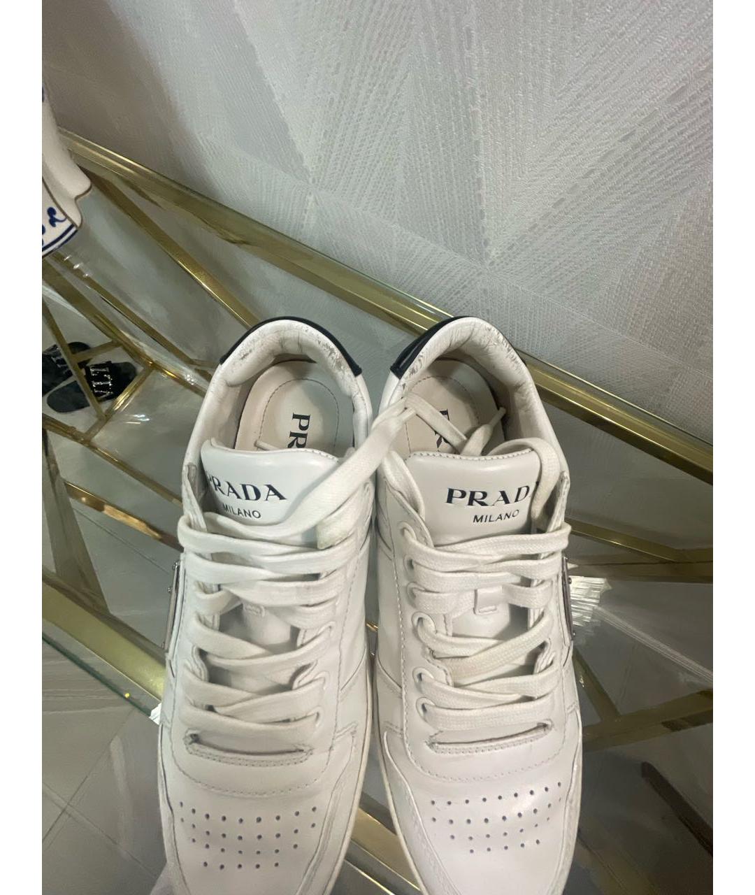 PRADA Белые кожаные кеды, фото 5