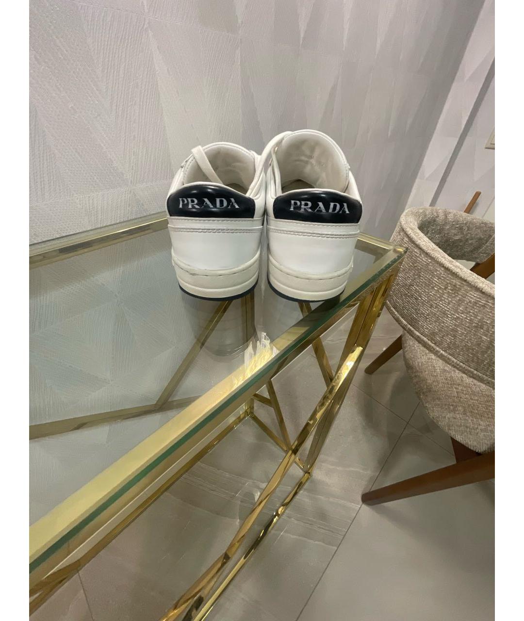 PRADA Белые кожаные кеды, фото 4
