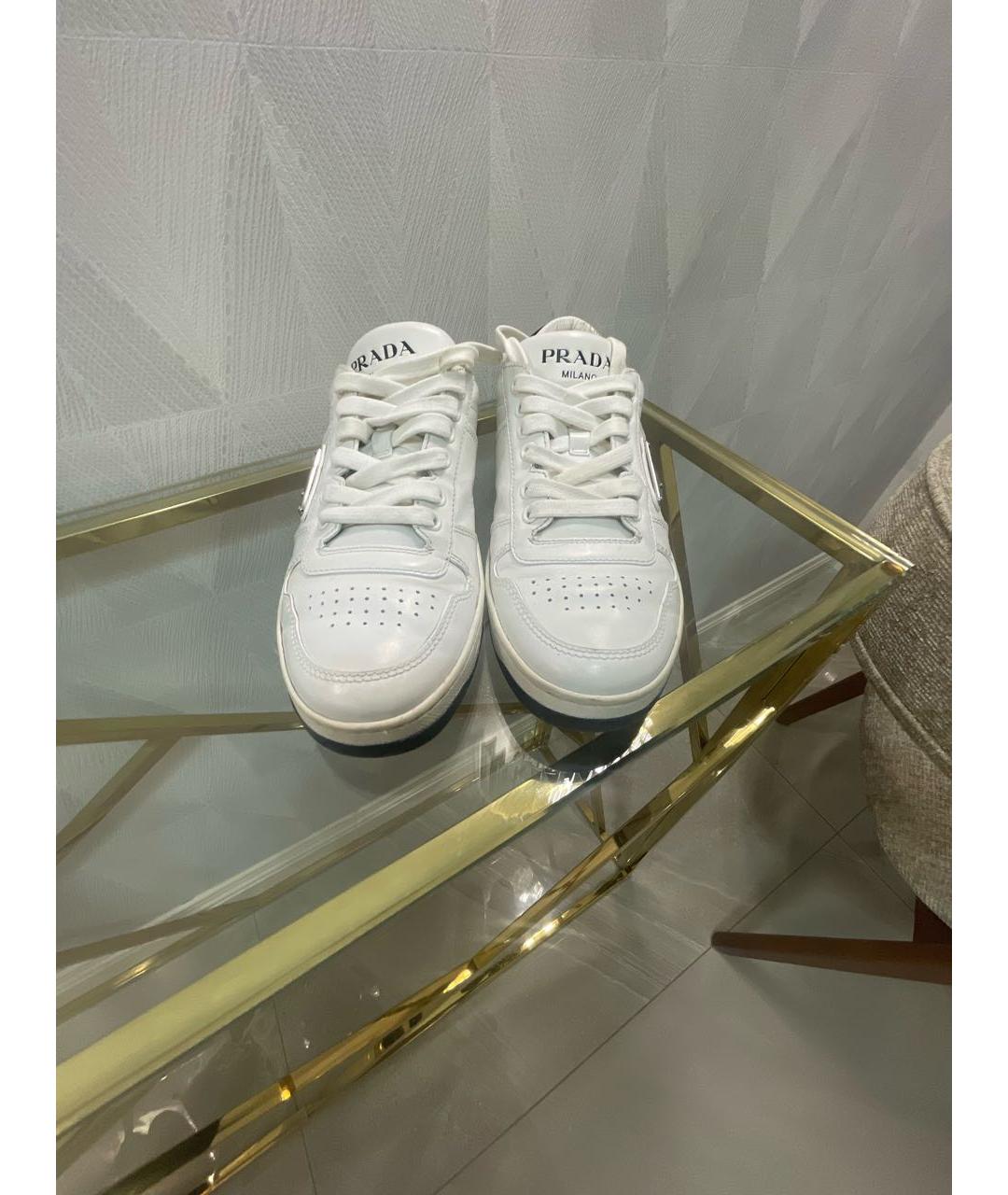 PRADA Белые кожаные кеды, фото 2